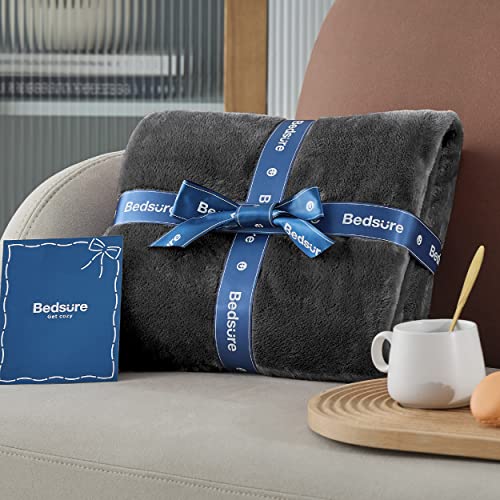 Bedsure GentleSoft Charcoal Fleece Throw Blanket 50" x 60"