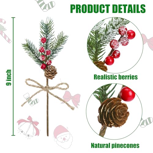Christmas Frosted Pine Berries and Cones Decor - Green Variation