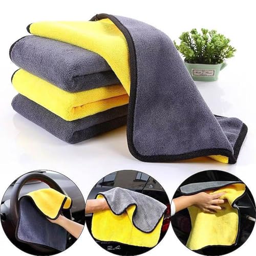 10 Pack Premium Microfiber Car Detailing Towels - Yellow/Grey, 11.8"x15.7"