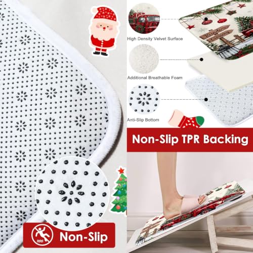 ArtSocket Christmas Bathroom Set with Shower Curtain and Rugs - Truck Red