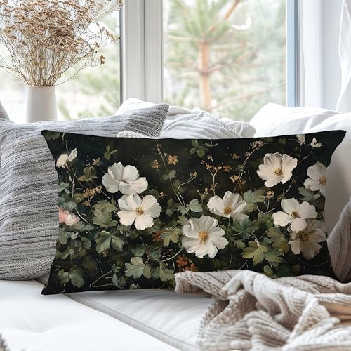 Victorian Floral Pillow Cover 20x12 - Cozy Rustic Decor