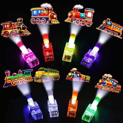 24PCS Train Party Favors Finger Lights - 8 Neon Designs for Goodie Bags