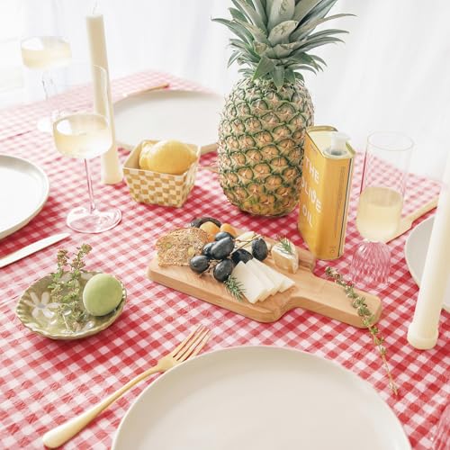 Red & White Gingham Checkered Farmhouse Picnic Style Cotton Tablecloth 60x120 Inch
