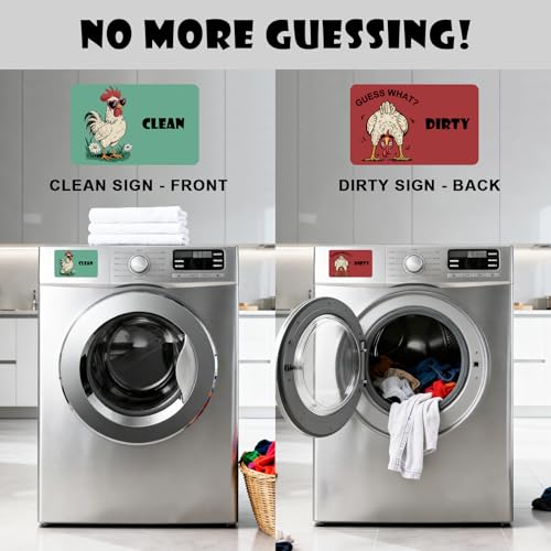Rooster Dishwasher Magnet - Clean Dirty Sign, Green Farmhouse Kitchen Decor