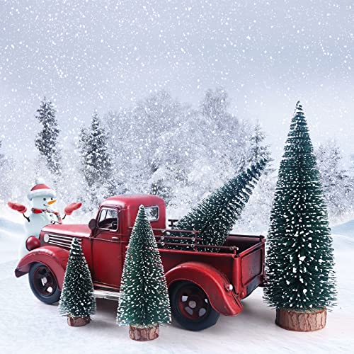 Green Mini Christmas Tree Set with Snowflakes - 4 Pcs Small Indoor Holiday Decor