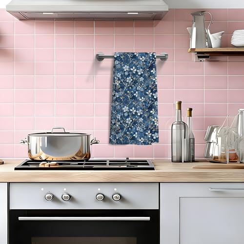 Vintage Blue Floral Kitchen & Bathroom Towels - 16x24 In.