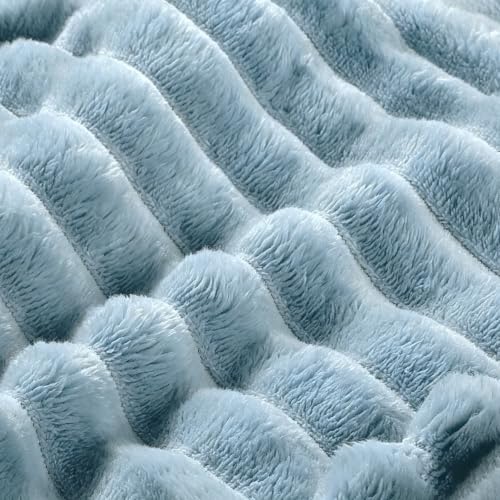 BOURINA Blue Flannel Throw Blanket 50x60 Inch Cozy Fleece for Home
