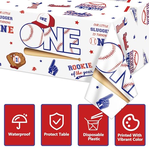 Baseball Themed Tablecloths for 1st Birthday Party - 4 Pack