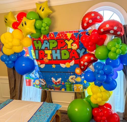 129PCS Colorful Balloon Arch Kit - Red, Yellow, Blue, Green