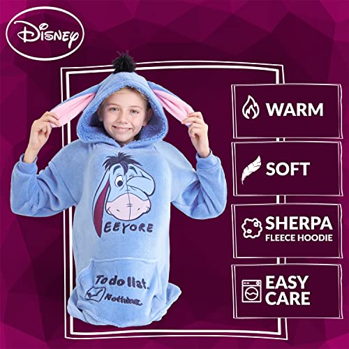 Disney Stitch Kids Oversized Hoodie Blanket - Light Blue Wearable Fleece