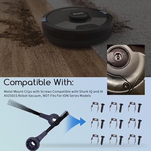 Metal Side Brush Mount Clips for Shark IQ & AI Robot Vacuum (9 Pack)