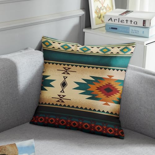 Emvency Western Tribal Turquoise Throw Pillow Cover, 16 x 16 Inch