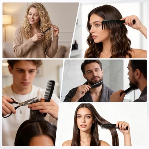 5-Piece Professional Carbon Fiber Hair Comb Set for Styling & Cutting