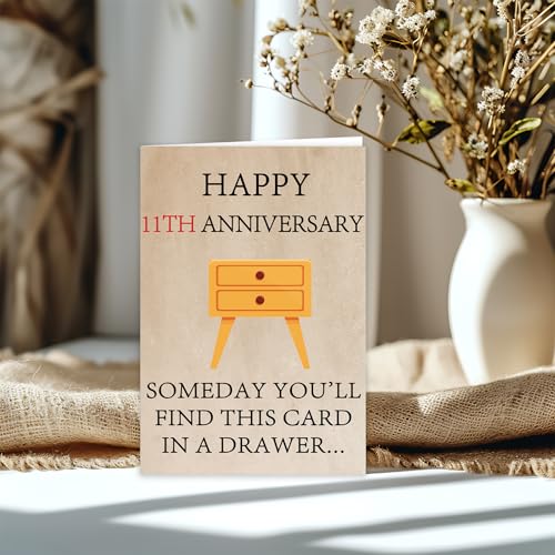 Funny 11th Anniversary Card for Him/Her - Premium Design