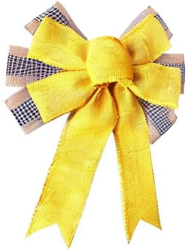 Regine Switzerland Large Yellow Burlap Wreath Bow - Perfect Tree Topper for Spring & Summer Decor