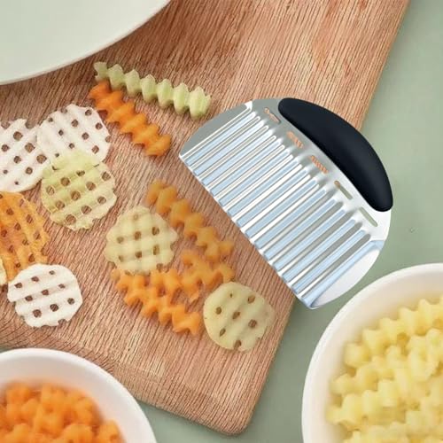 Zorveiio Stainless Steel Crinkle Cutter & French Fry Slicer