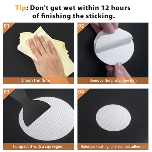24 PCS Black Round Non-Slip Bathtub Stickers - Adhesive Decals
