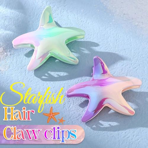 BARTOSI Acrylic Beach Hair Claw Clips Seashell Starfish Hair Accessories 2-Pack