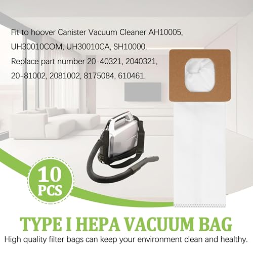 5-Pack Type I HEPA Vacuum Bags for Hoover AH10005 Series