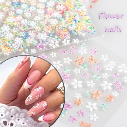 30 Sheets Floral Nail Art Stickers 3D Self-Adhesive Flower Decals