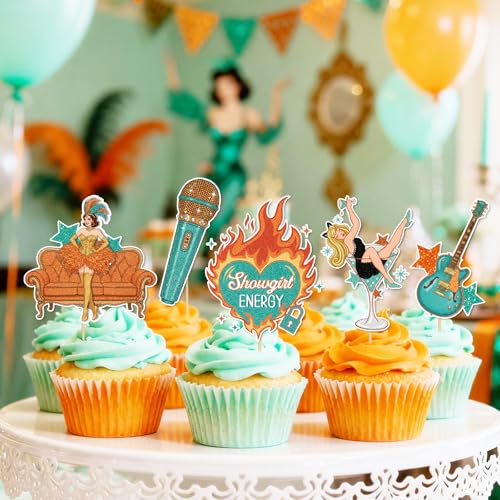 Showgirl Birthday Party Decorations - 36 Pcs Music Theme Cupcake Toppers