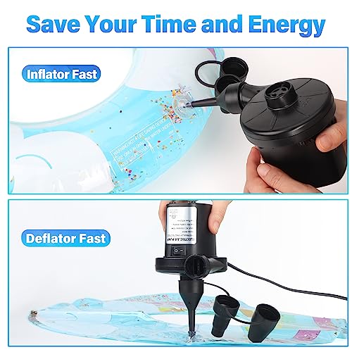 KAR4KLEANER Electric Air Pump for Inflatables - 110V AC/12V DC with 3 Nozzles
