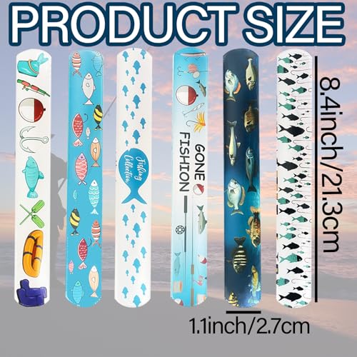 74PCS Fishing Party Favors Set with Slap Bracelets & Stickers