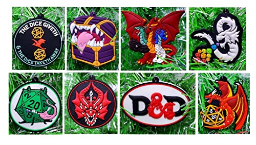 Dungeons and Dragons Christmas Ornament Set - Role Playing Themed, Shatterproof, 6 Pieces