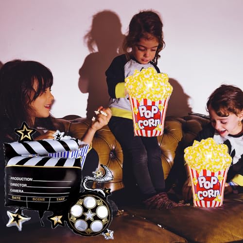 Popcorn Balloons Set - 6 Pcs Movie Night Party Decorations