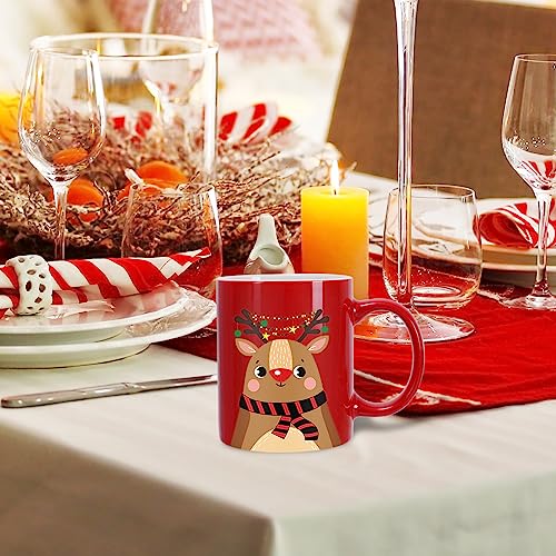 Christmas Ceramic Mug Set 6 Pack - Santa Snowman Reindeer & Penguin 12oz Holiday Coffee Cups
