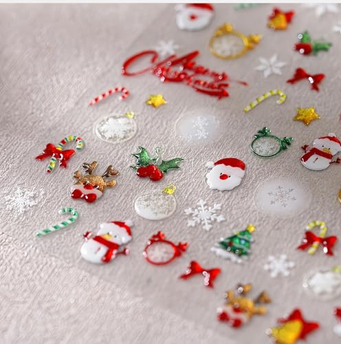 Christmas Nail Art Stickers - 5D Jelly Relief Elk & Snowflake Decals