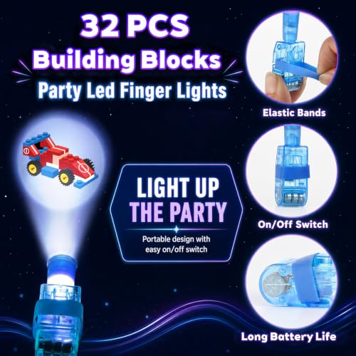 32 Pcs Glow Building Blocks Finger Lights for Parties