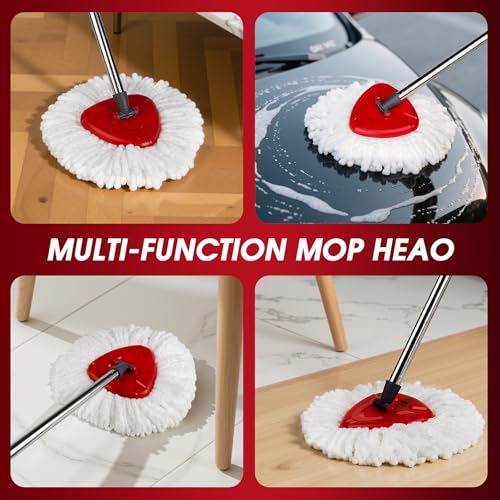 4 Pack Spin Mop Refills - Microfiber Replacement Heads for Easy Floor Cleaning