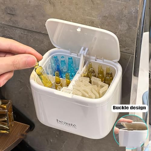 SIROLISA Pop-Up Q-Tip Holder & Cotton Swab Dispenser - White, 4-Compartment
