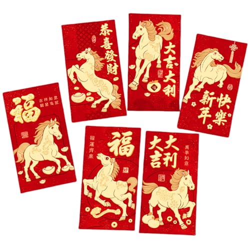 12PCS Chinese New Year Red Envelopes for 2026 Horse Festival