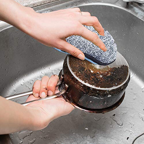 Scrub-it Microfiber Kitchen Sponges - Reusable Non-Scratch Dish Scrubbers, Small Gray & Blue 6 Pack