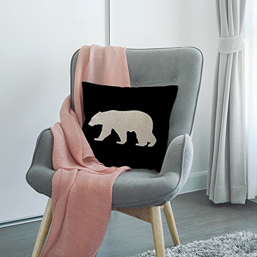 HGOD DESIGNS Black Bear Cotton Linen Throw Pillow Case 18x18
