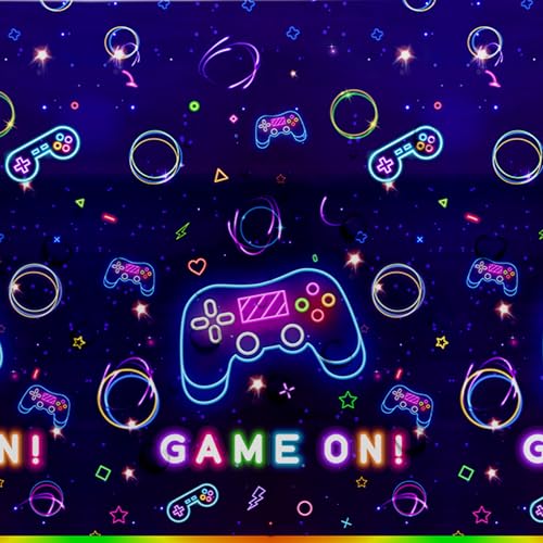 Gamer Birthday Party Tablecloths - Neon Glow, 3 Pack, 108x54