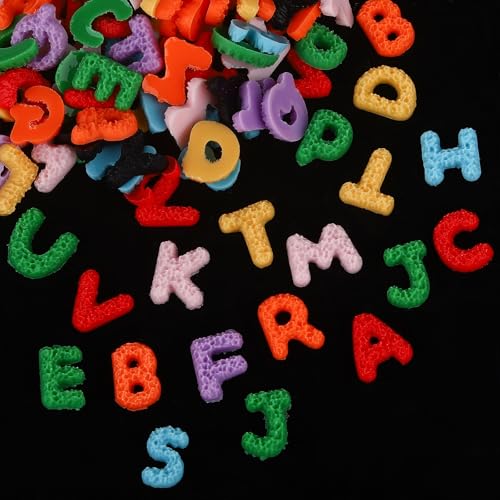 ROFIBUT Letter Nail Art Charms 140Pcs 3D Candy Color Alphabet Resin Gems