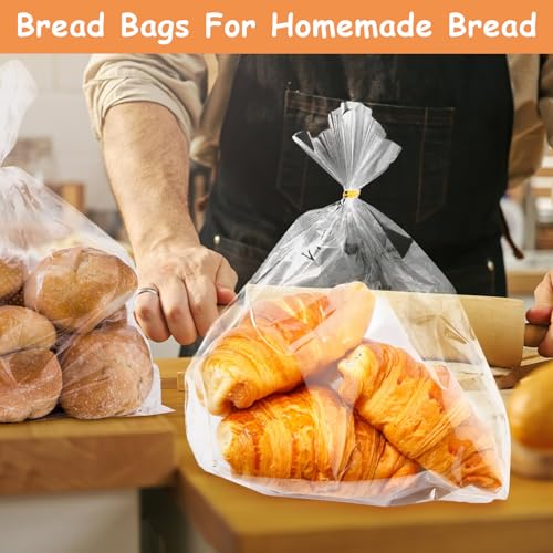 72 Pack Bread Bags for Homemade Bread - 8x4x18 Inch Clear Plastic Loaf Bags