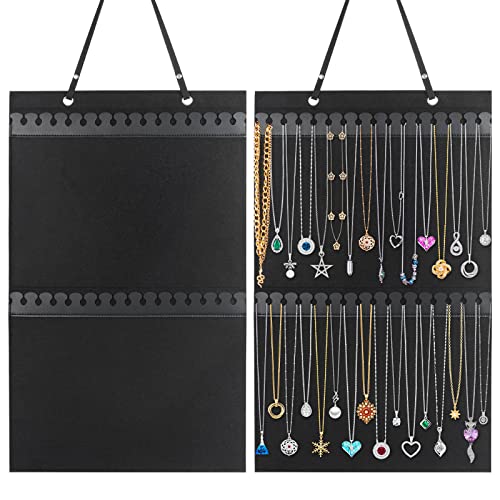 Caffox Hanging Necklaces Holder - Large Jewelry Organizer for Necklaces, Bracelets & Anklets - Wall, Closet & Door Storage - Necklaces Holder