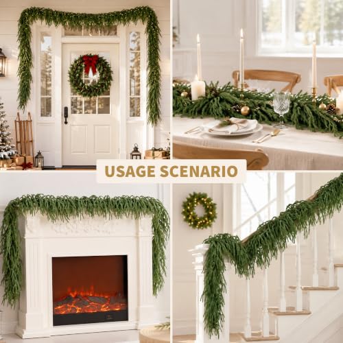5FT Real Touch Norfolk Pine Garland Christmas Decor - Rustic Holiday