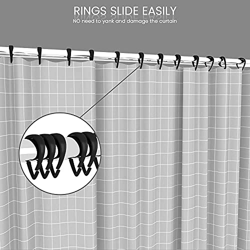 Qulable 12-Piece Plastic Shower Curtain Rings - Smooth Glide Drop-Shape Hooks