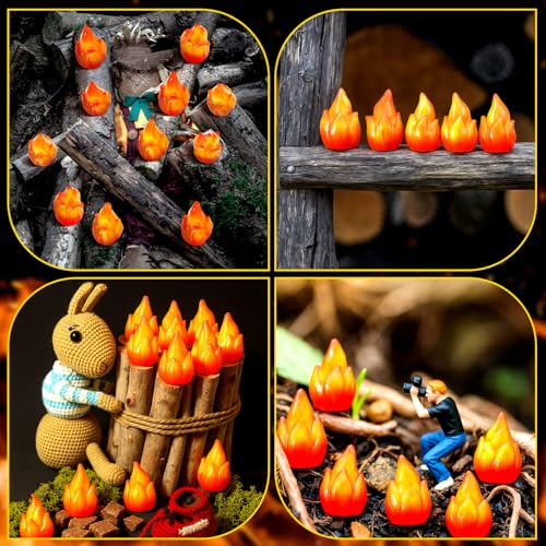 Thyle 50 Pcs Mini Resin Flame Figurines for DIY Crafting
