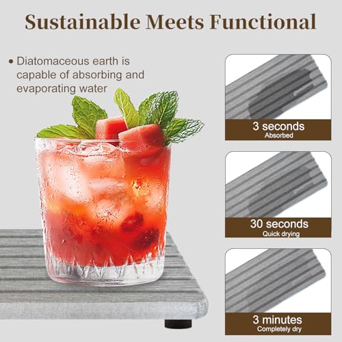 Diatomite Stone Tray Set - 3-Piece Soap Holder & Coasters