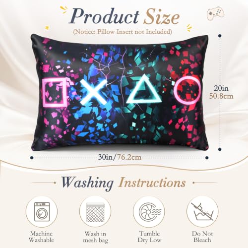 Gamer Satin Pillowcases Set - 2 Pack, 30x20 Inch Game Button Design