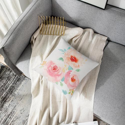 Emvency Floral Peony Velvet Throw Pillow Cover, 20x20 Inch Square Case