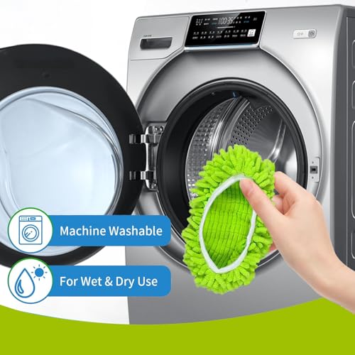 5 Pack Reusable Microfiber & Chenille Mop Pads for Wet & Dry Floor Cleaning
