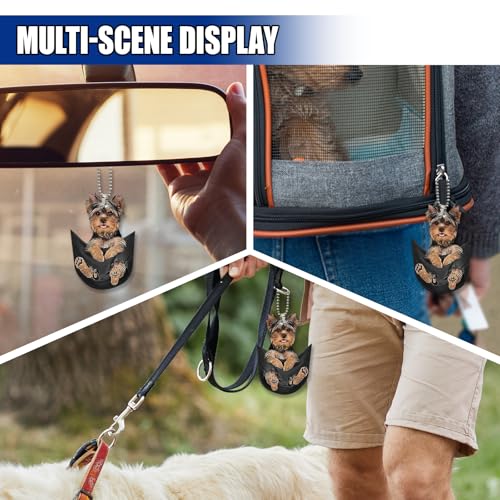Yorkshire Terrier Car Rearview Mirror Charm - Cute Acrylic Pendant