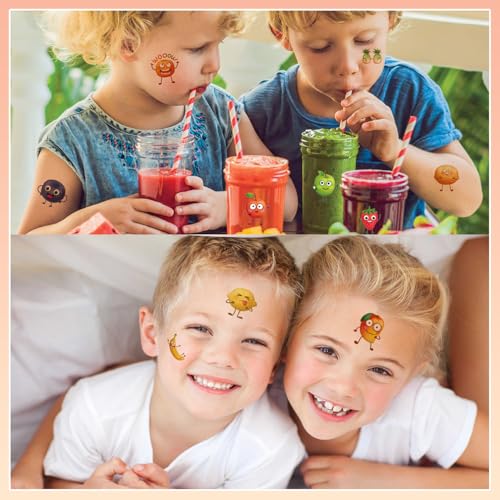 UVUXO 102 Pcs Summer Fruit Temporary Tattoos for Kids Hawaiian Beach Party